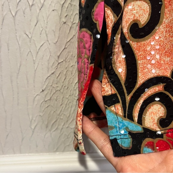 Rampage 90s Y2K Black and Multicolor Floral sequined Skirt size large - Picture 4 of 8